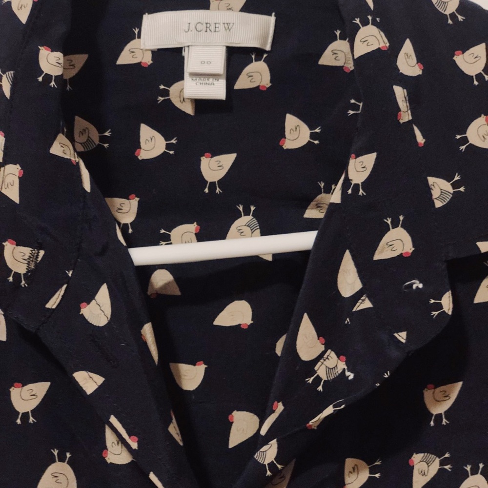 NEW &SEEN ON MINDY KALING J.CREW CHICKPRINT BLOUSE